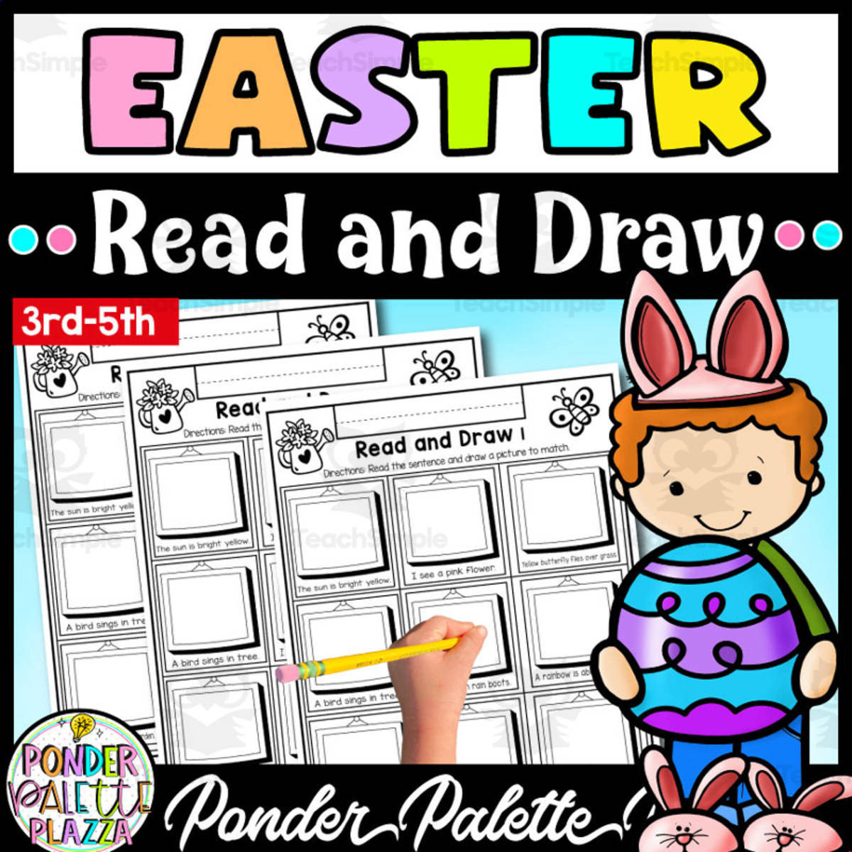 An educational teaching resource from Ponder Palette Plazza entitled Easter Read and Draw - No Prep Activity downloadable at Teach Simple.