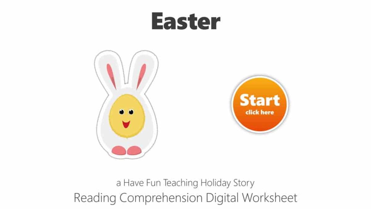An educational teaching resource from Have Fun Teaching entitled Easter Reading Comprehension Digital Worksheet downloadable at Teach Simple.