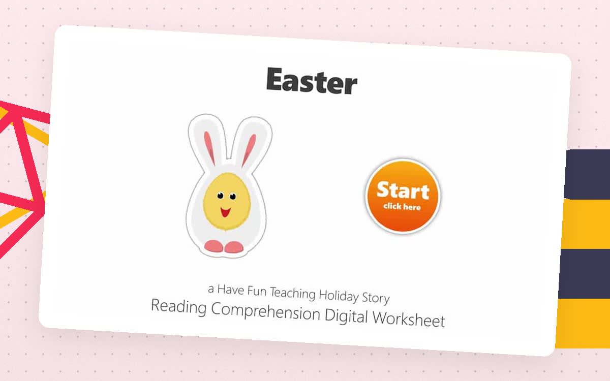 An educational teaching resource from Have Fun Teaching entitled Easter Reading Comprehension Digital Worksheet downloadable at Teach Simple.