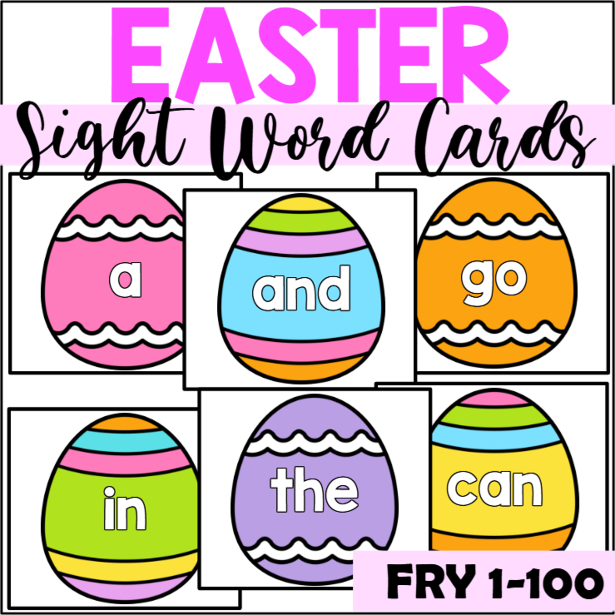An educational teaching resource from The Connett Connection entitled Easter Sight Word Cards for Fry 1-100 downloadable at Teach Simple.