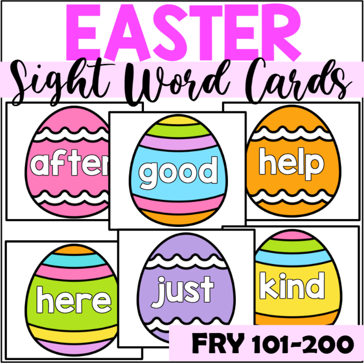 An educational teaching resource from The Connett Connection entitled Easter Sight Word Cards for Fry 101-200 downloadable at Teach Simple.