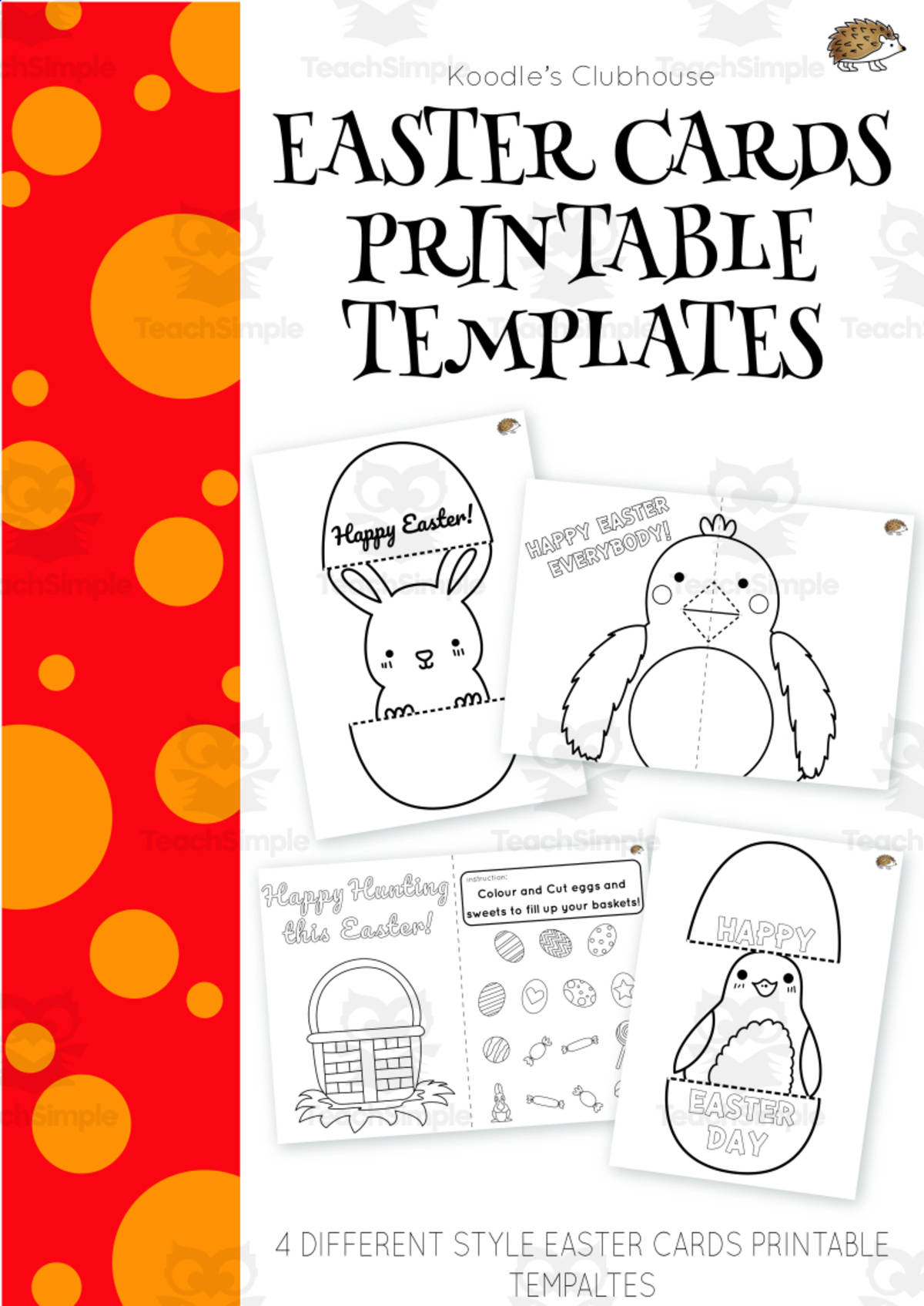 An educational teaching resource from Koodles Clubhouse entitled Easter Theme Cards for Arts and Crafts downloadable at Teach Simple.
