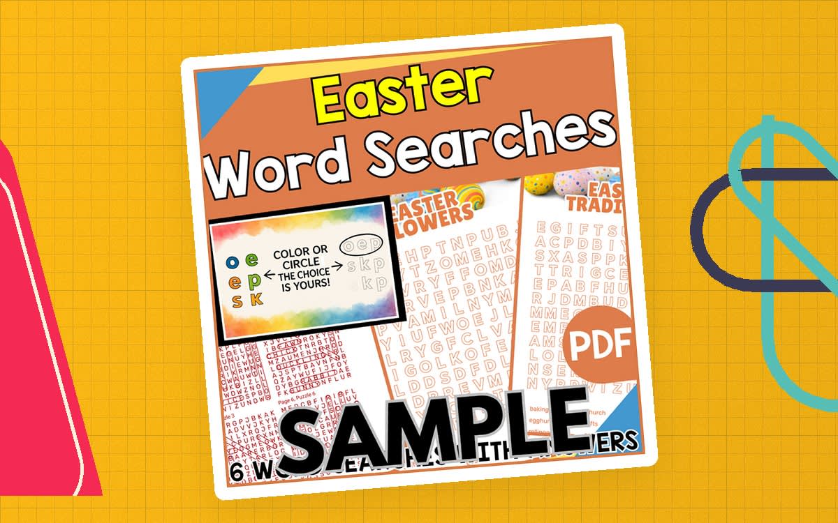 An educational teaching resource from Cored Education entitled Easter Word Search: 1 Page Sample (PDF) downloadable at Teach Simple.