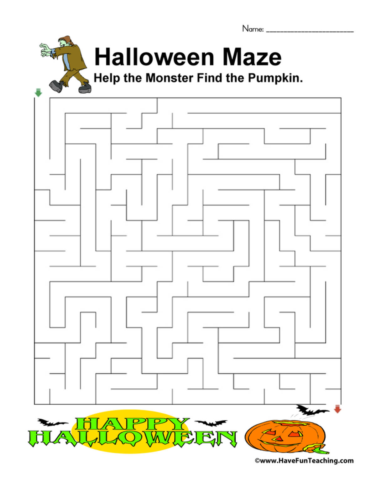 An educational teaching resource from Have Fun Teaching entitled Easy Halloween Maze downloadable at Teach Simple.