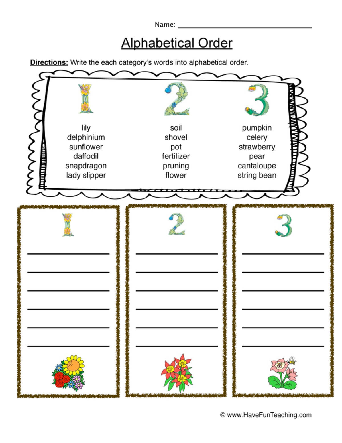 An educational teaching resource from Have Fun Teaching entitled Eating Alphabetical Order Worksheet downloadable at Teach Simple.