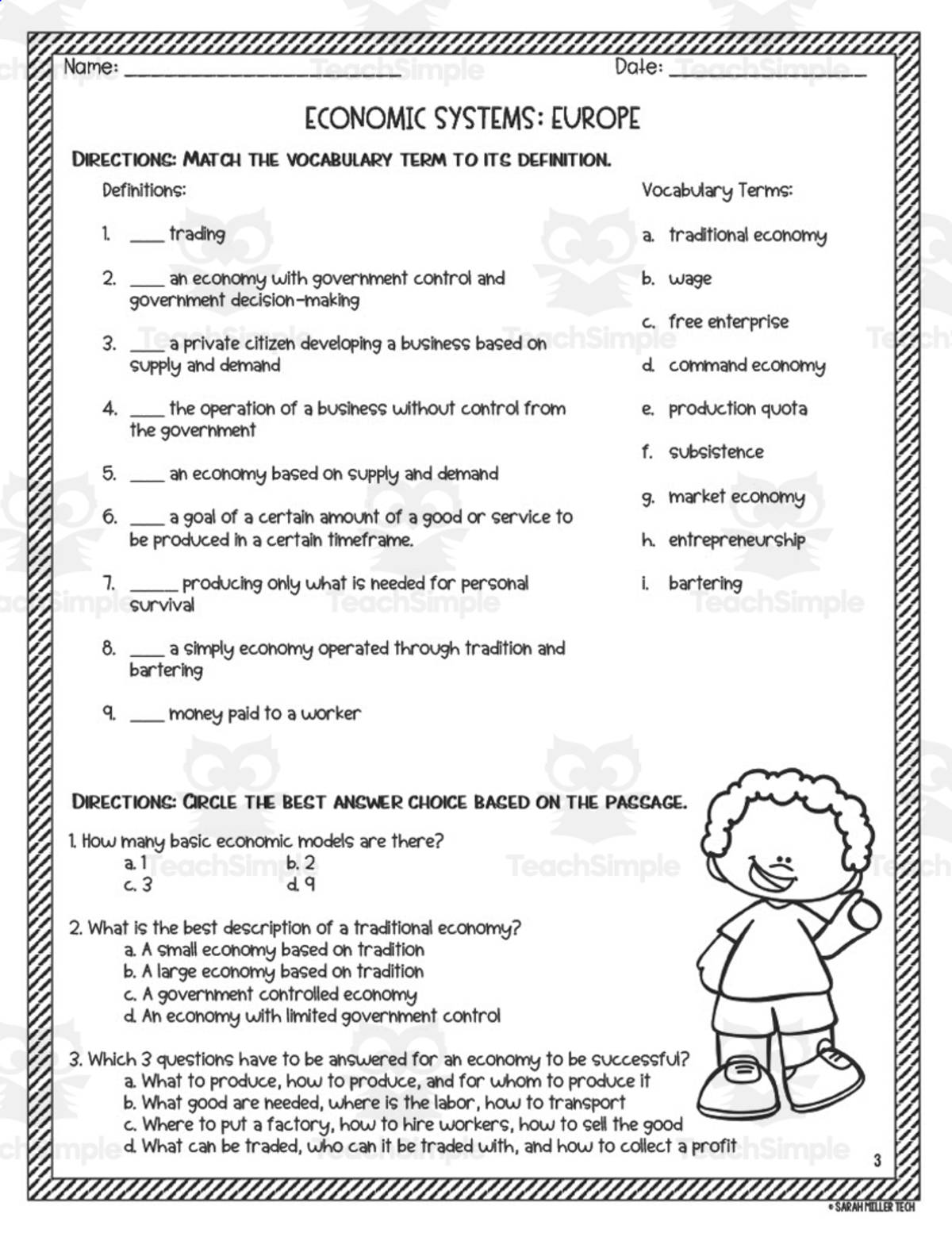 An educational teaching resource from Sarah Miller Tech entitled Economic Systems in Europe Reading Packet downloadable at Teach Simple.