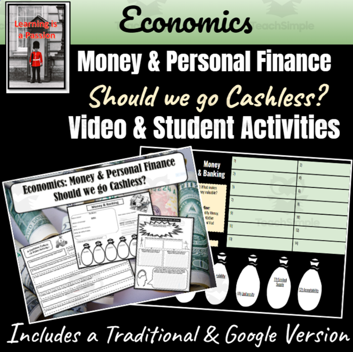 An educational teaching resource from Learning is a Passion entitled Economics: Money & Personal Finance | Student Activities downloadable at Teach Simple.