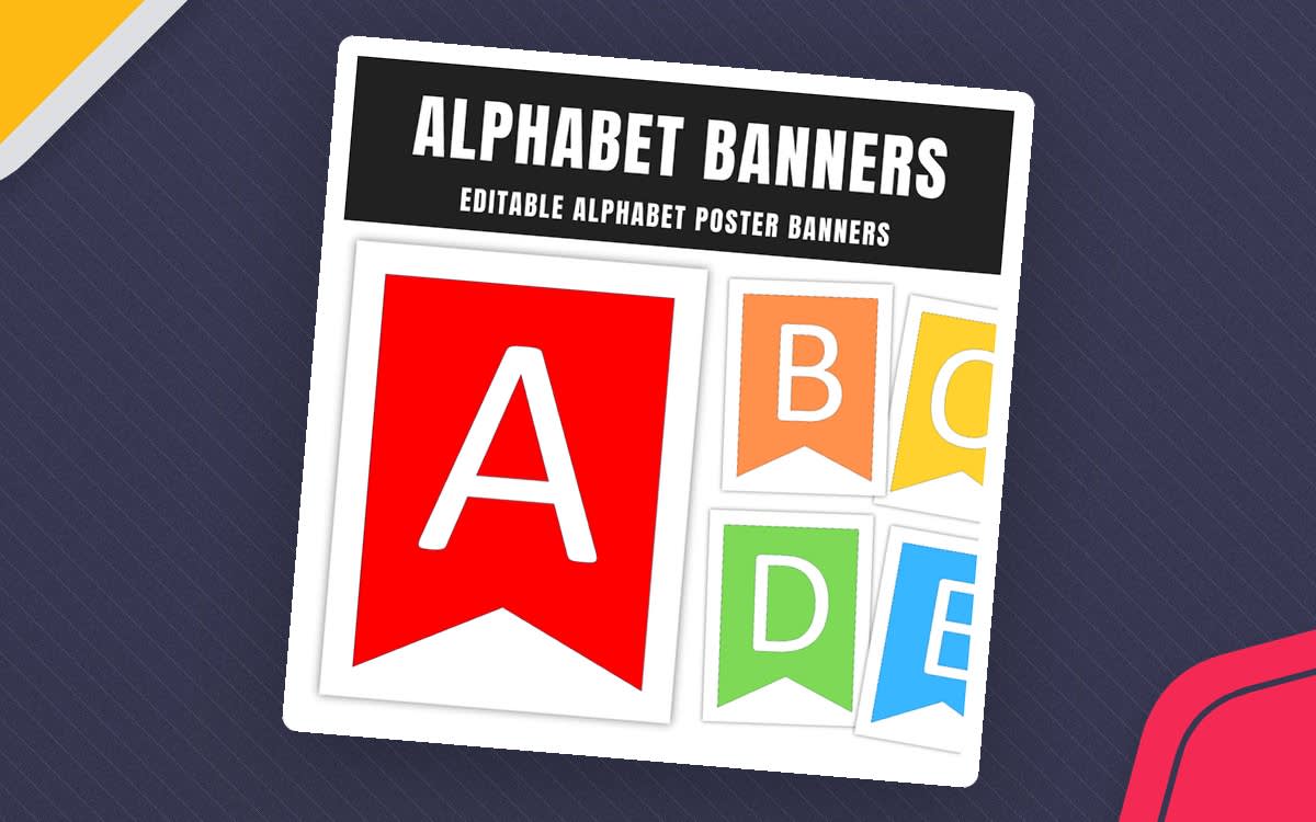 An educational teaching resource from GY Creations entitled Alphabet Banner Letters for the Classroom Bulletin Board downloadable at Teach Simple.