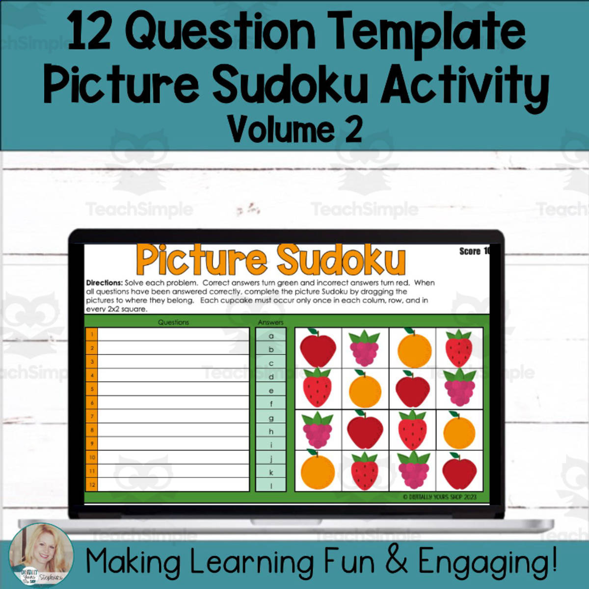 An educational teaching resource from Digitally Yours Shop entitled Editable Customizable Self-Checking Template Digital Activity Vol. 2 downloadable at Teach Simple.