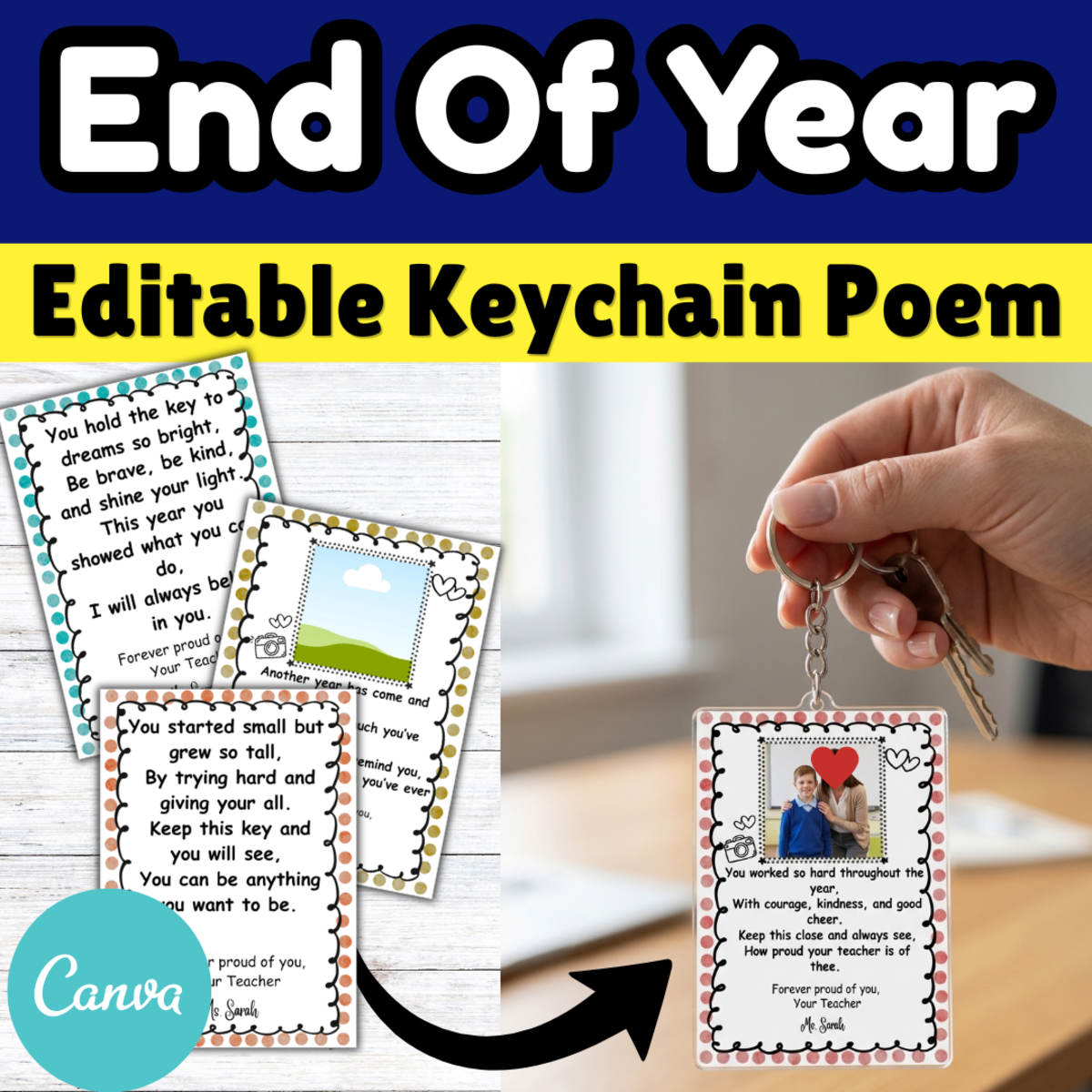 An educational teaching resource from Smart Minds entitled Editable End of Year Keychain Poem Craft Activities downloadable at Teach Simple.