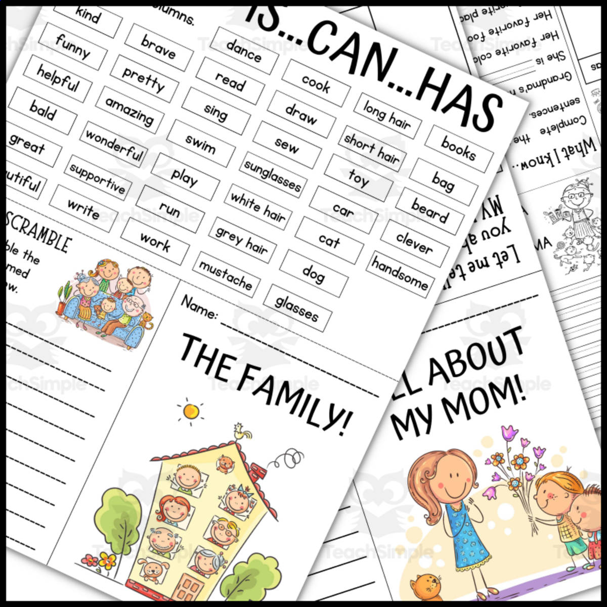 An educational teaching resource from 1 Teaches 2 Learn entitled Editable Family Mini Books: My Unique Family downloadable at Teach Simple.