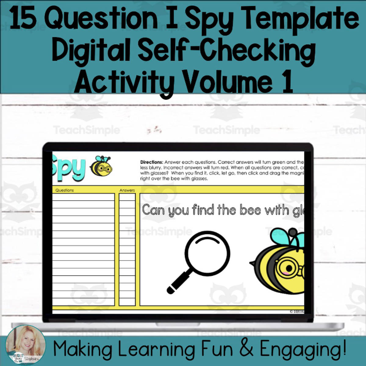 An educational teaching resource from Digitally Yours Shop entitled Editable - Self-Checking I Spy Template - Digital Activity Vol.1 downloadable at Teach Simple.