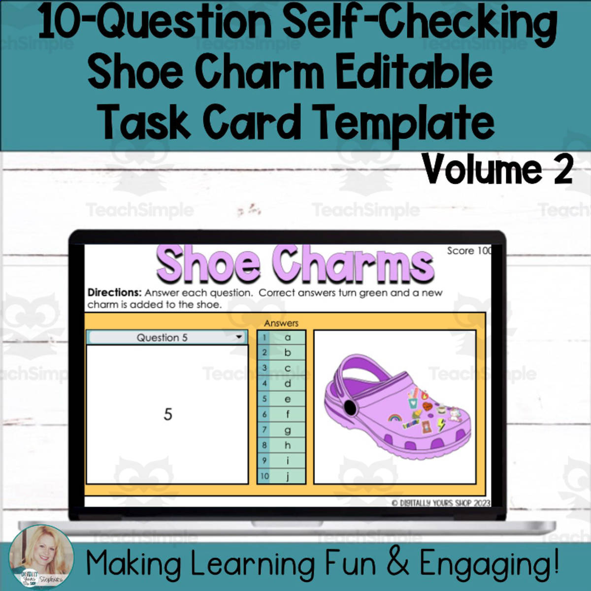 An educational teaching resource from Digitally Yours Shop entitled Editable Self-Checking Task Card Template - Digital Resource Vol. 2 downloadable at Teach Simple.