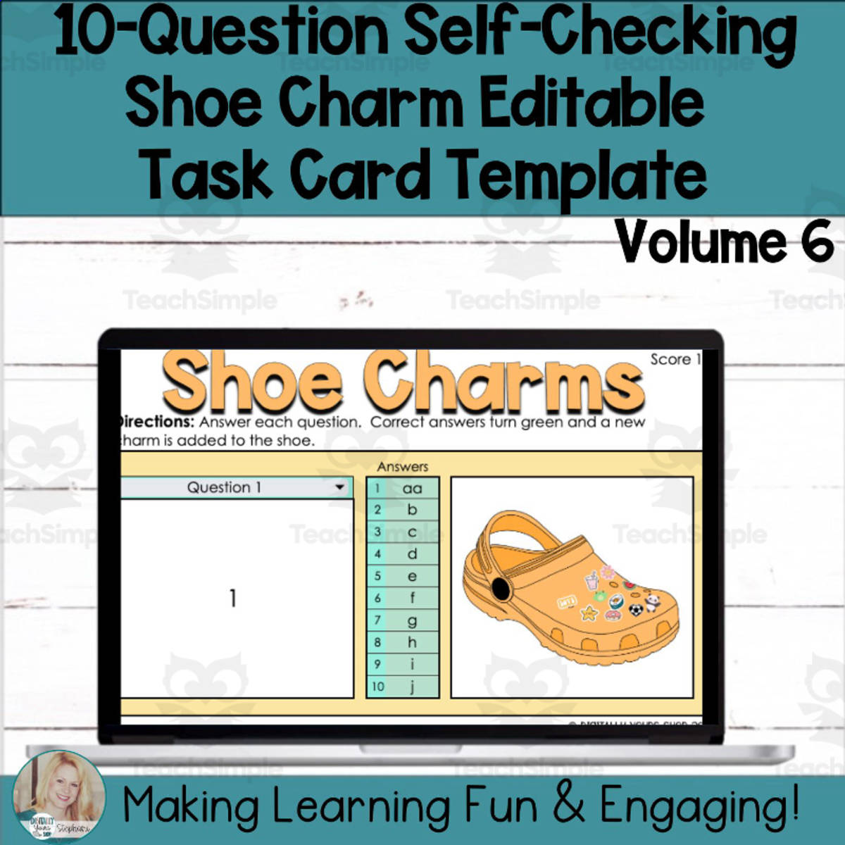 An educational teaching resource from Digitally Yours Shop entitled Editable Self-Checking Task Card Template - Digital Resource Vol. 6 downloadable at Teach Simple.