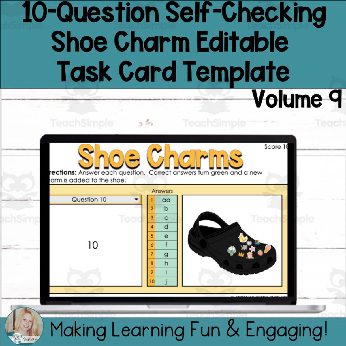 An educational teaching resource from Digitally Yours Shop entitled Editable Self-Checking Task Card Template - Digital Resource Vol. 9 downloadable at Teach Simple.