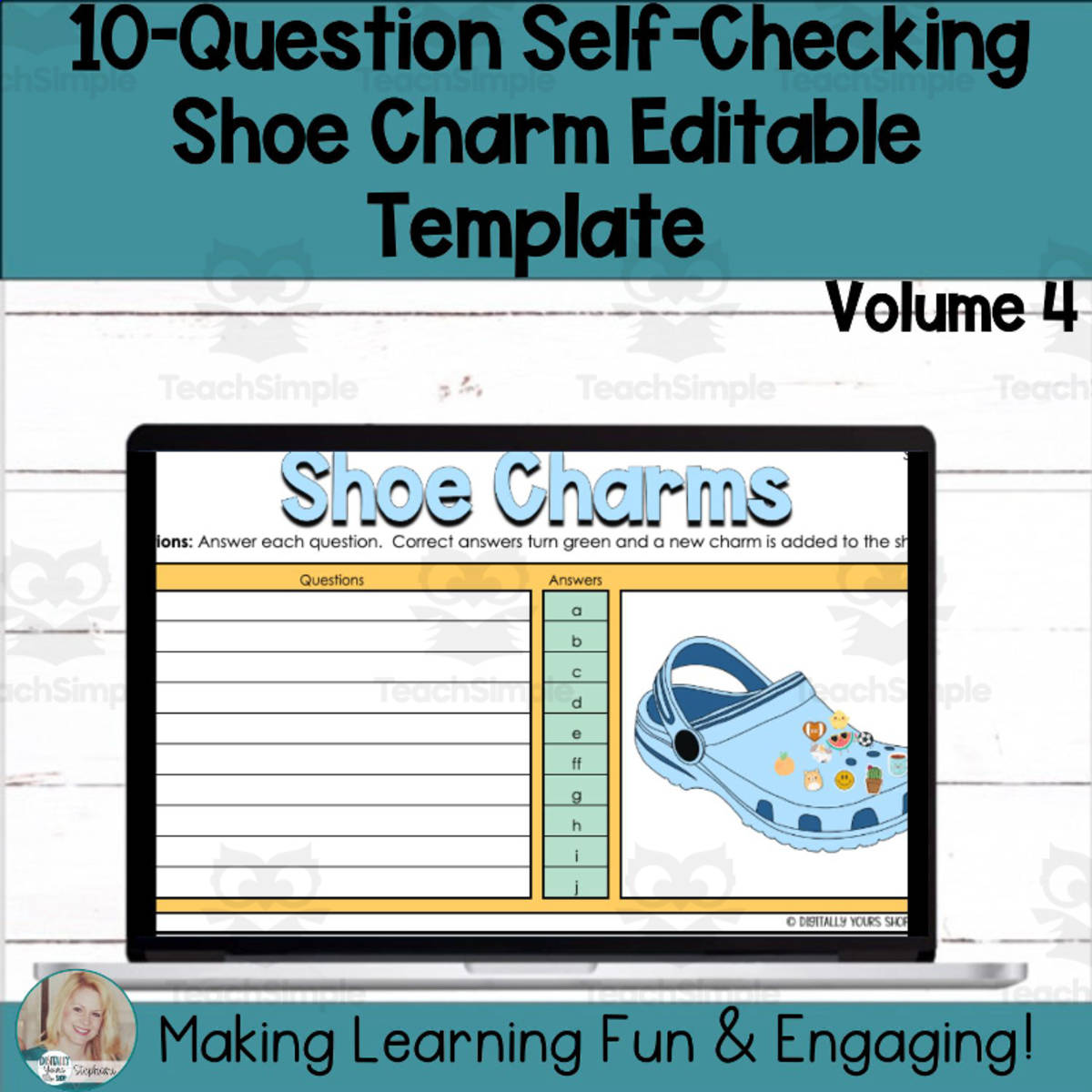 An educational teaching resource from Digitally Yours Shop entitled Editable Self-Checking Template - Digital Resource Vol. 4 downloadable at Teach Simple.