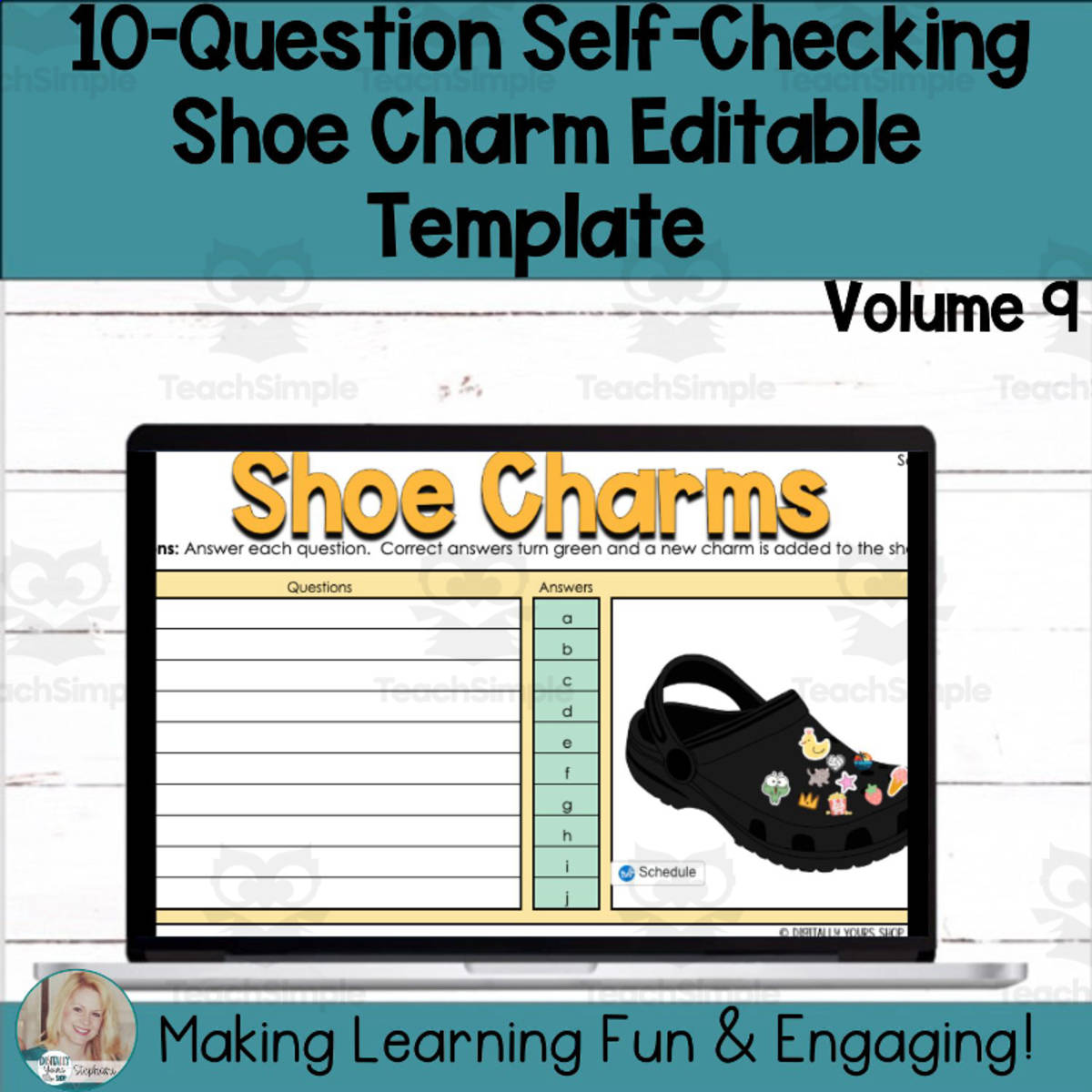 An educational teaching resource from Digitally Yours Shop entitled Editable Self-Checking Template - Digital Resource Vol. 9 downloadable at Teach Simple.