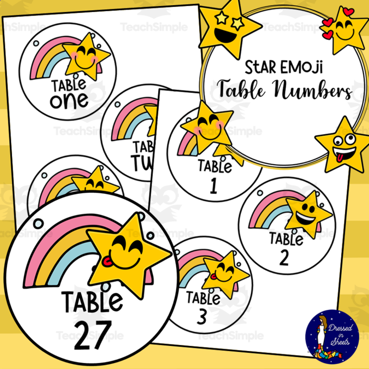 An educational teaching resource from Soumara Siddiqui entitled Editable Star Emoji Table Numbers downloadable at Teach Simple.