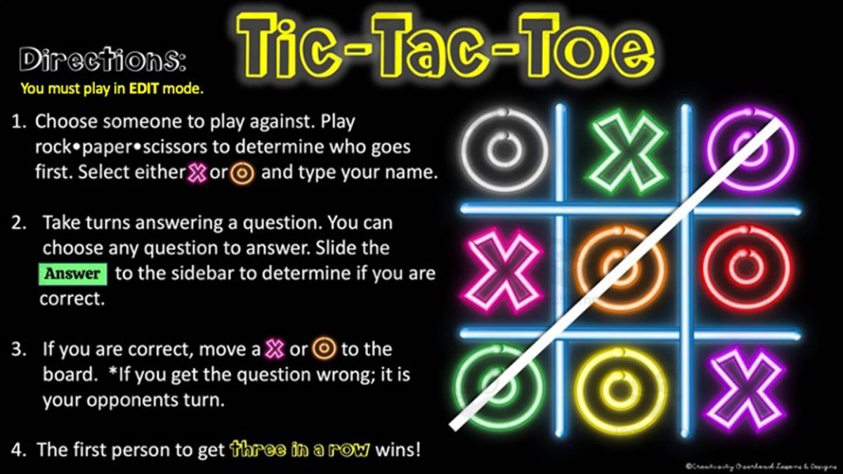 An educational teaching resource from Creativity Overload entitled Editable Tic-Tac-Toe Game downloadable at Teach Simple.