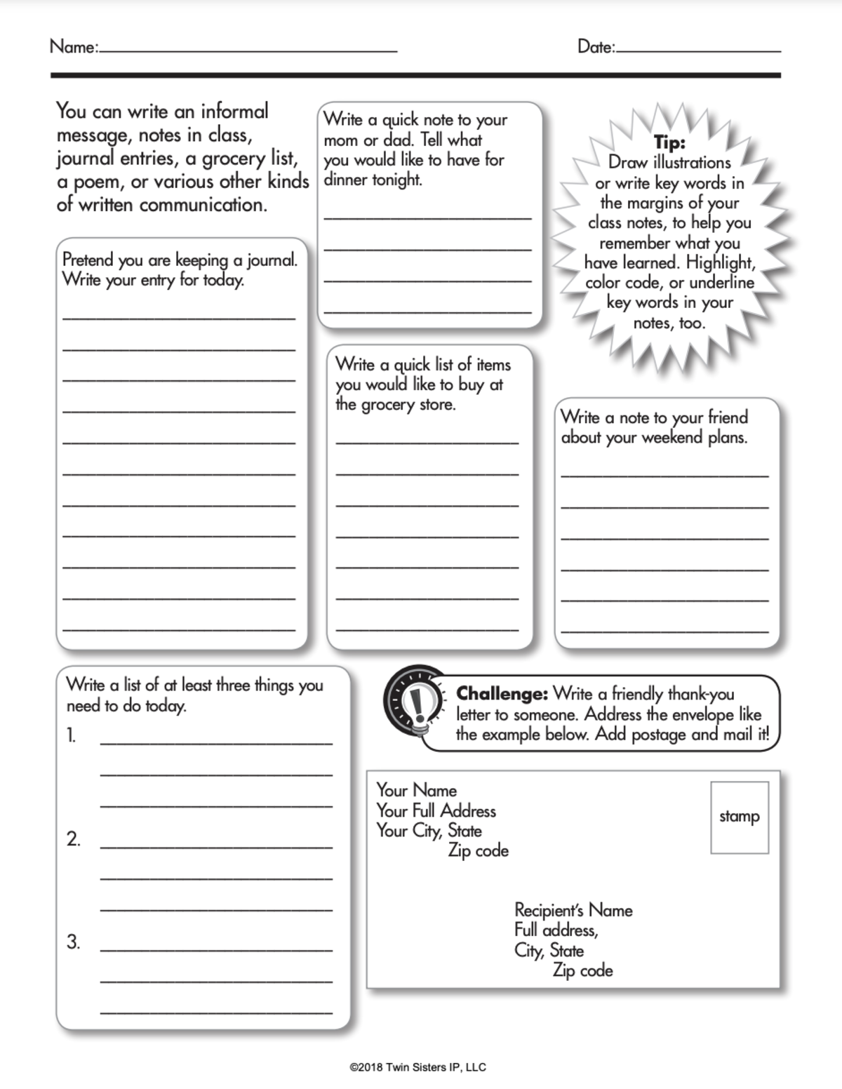 An educational teaching resource from Twin Sisters Digital Media entitled Editing and Writing: Writing Applications Printable Workbook downloadable at Teach Simple.