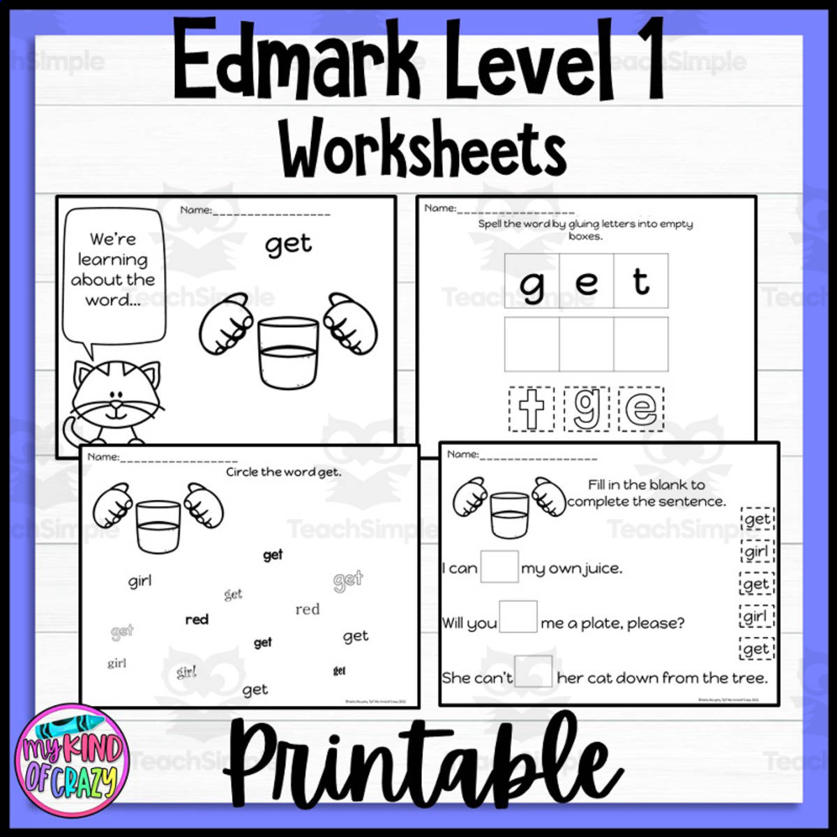 An educational teaching resource from My Kind of Crazy entitled Edmark, Level 1 Set O Printable, Special Ed downloadable at Teach Simple.