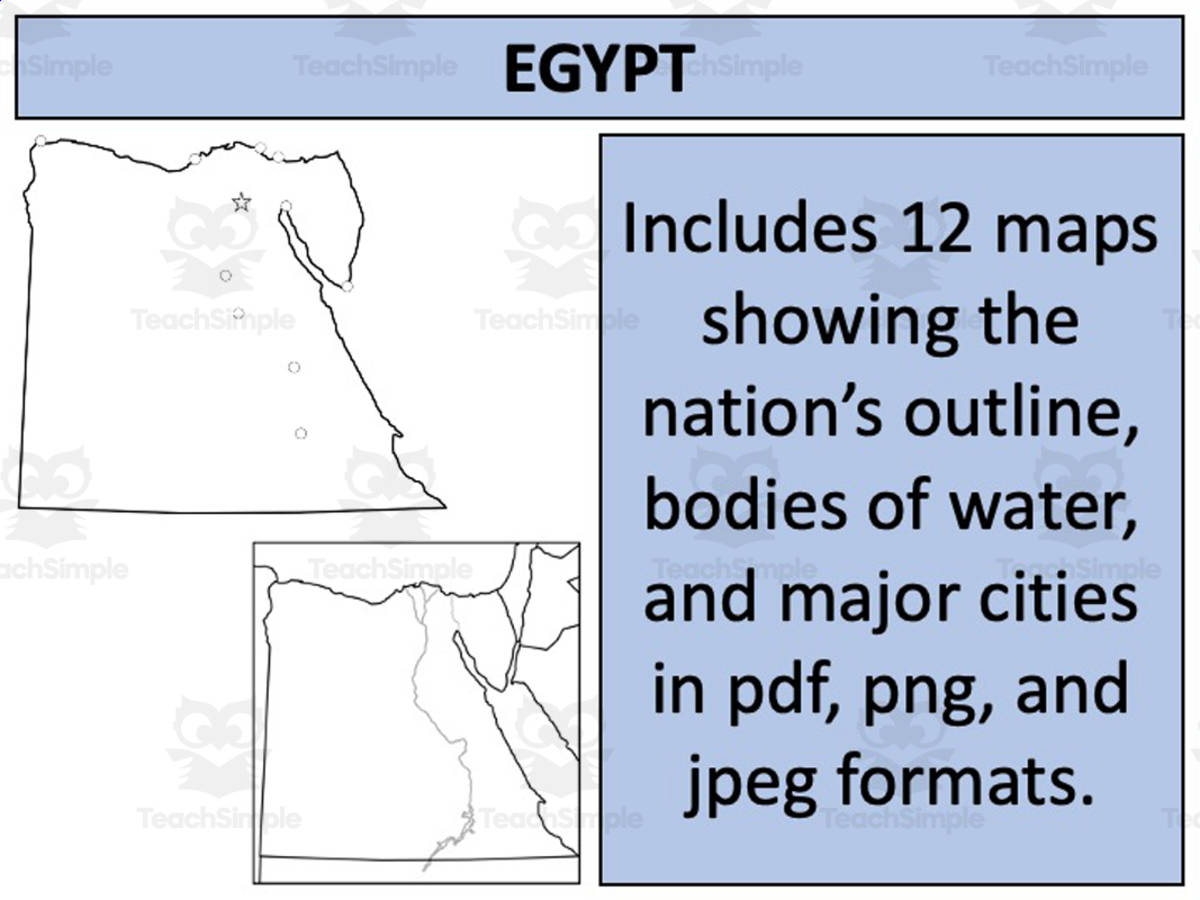 An educational teaching resource from Mr Gray History entitled Egypt Map Resources downloadable at Teach Simple.