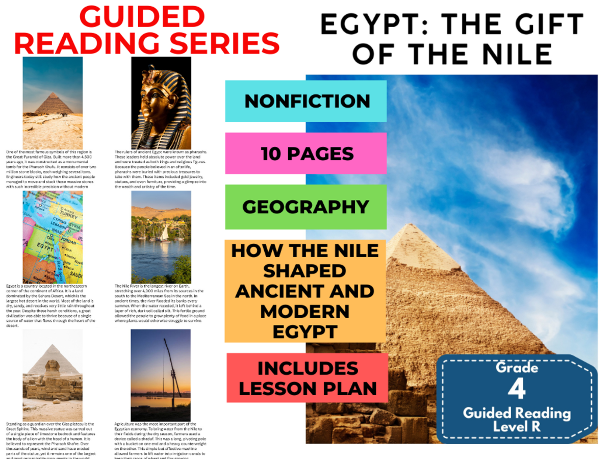 An educational teaching resource from Cored Education entitled Egypt The Gift of the Nile: Guided Reading Level R with Lesson Plan downloadable at Teach Simple.