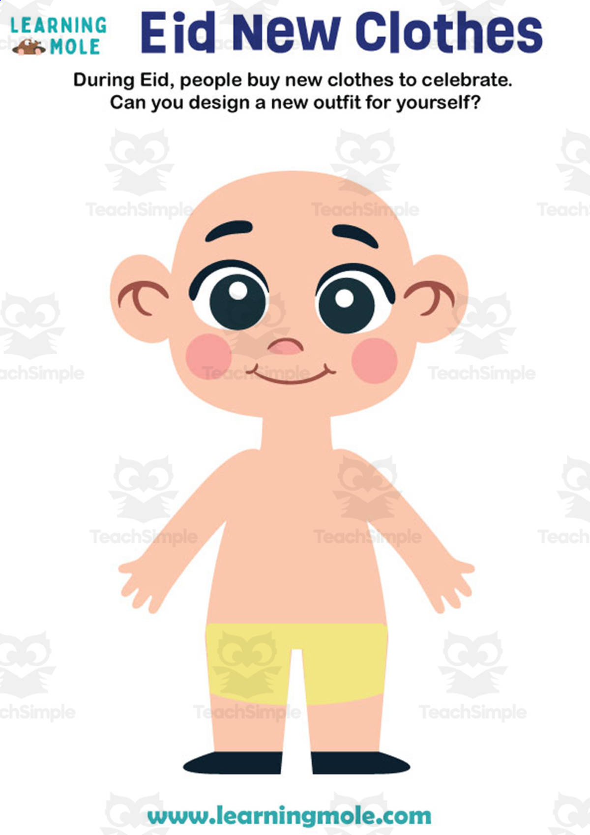 An educational teaching resource from Educational Voice entitled Eid New Clothes Activity downloadable at Teach Simple.