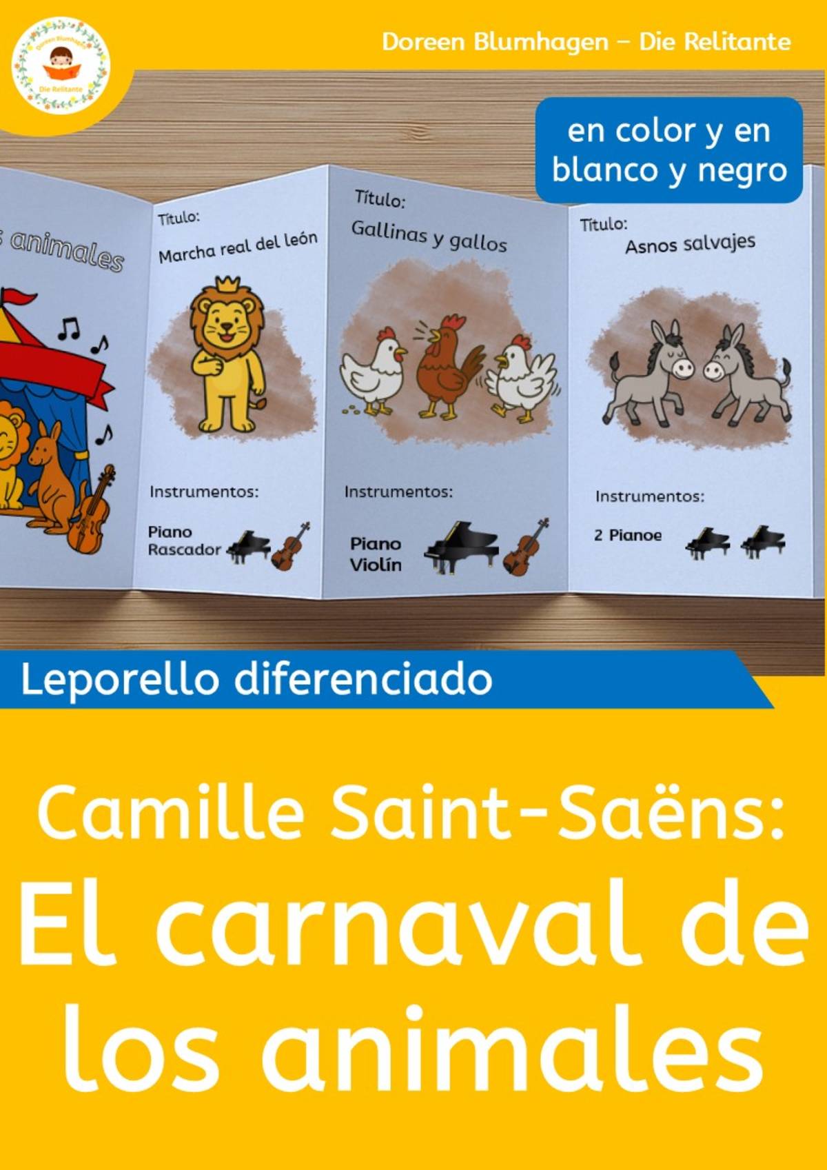 An educational teaching resource from Die Relitante entitled El carnaval de los animales – Differentiated Leporello (Spanish) downloadable at Teach Simple.
