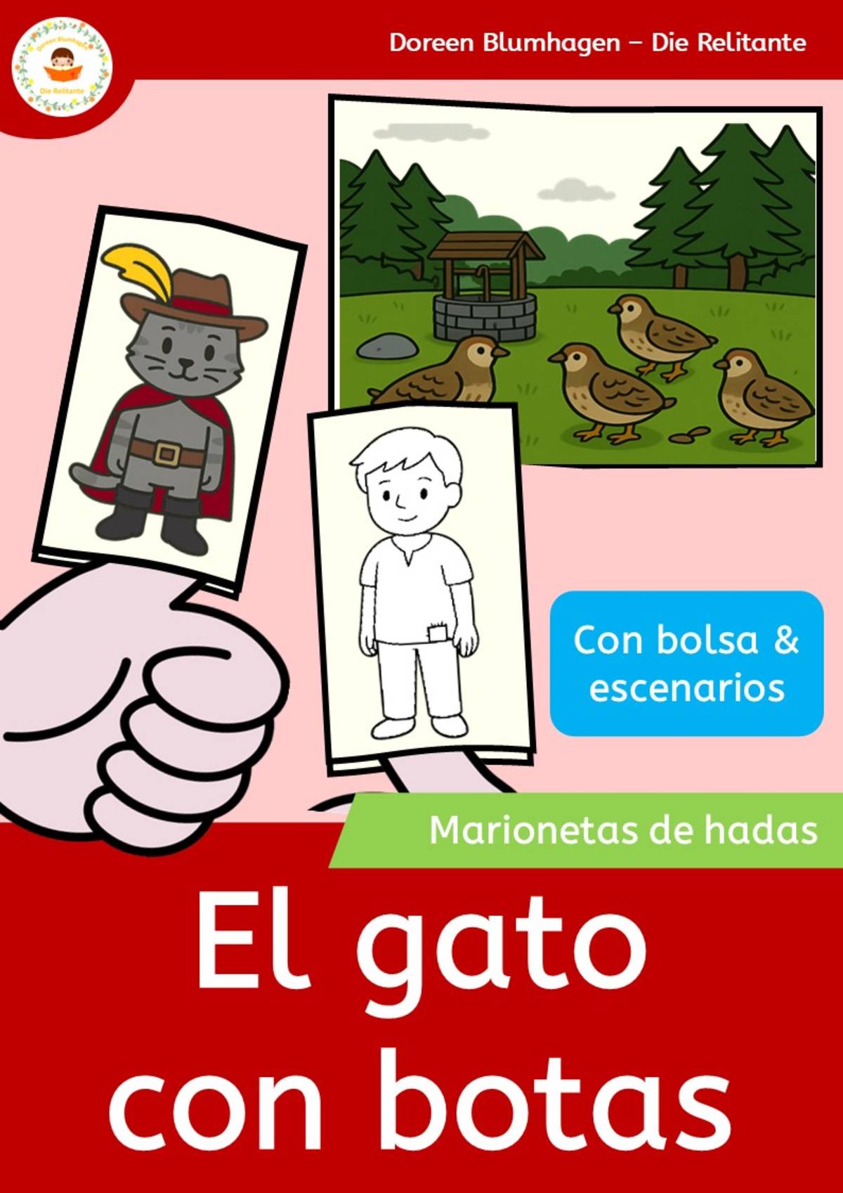 An educational teaching resource from Die Relitante entitled El gato con botas – Finger Puppet Craft (Spanish) downloadable at Teach Simple.