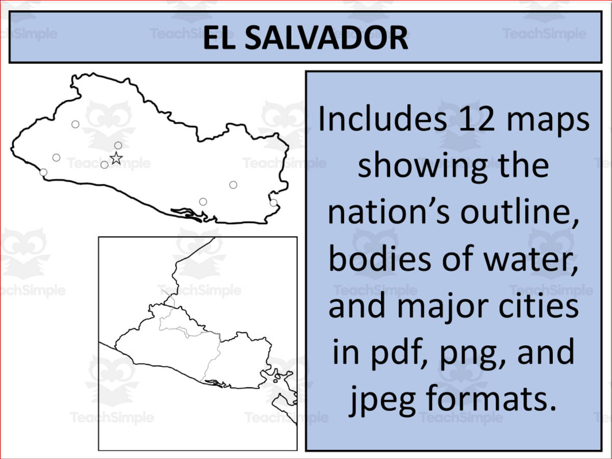 An educational teaching resource from Mr Gray History entitled El Salvador Map Resources downloadable at Teach Simple.