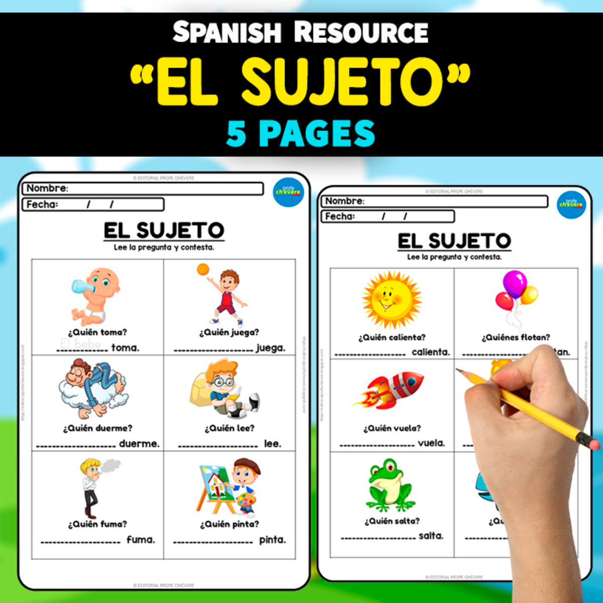 An educational teaching resource from EDITORIAL LAURA EDUCA entitled EL SUJETO | Spanish Resource downloadable at Teach Simple.