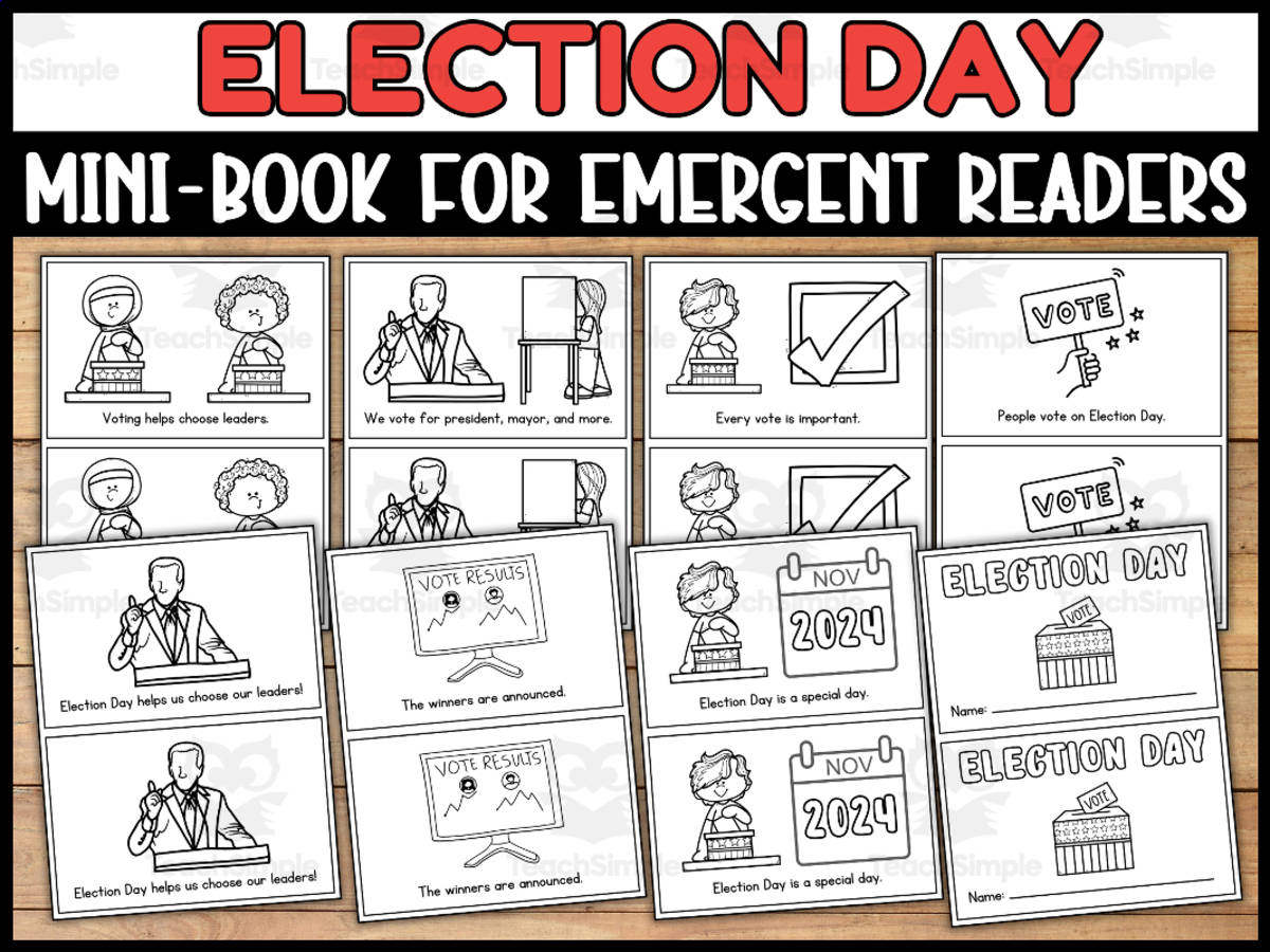 An educational teaching resource from Wonderland School entitled Election Day 2024 Mini Story Book For Emergent Readers downloadable at Teach Simple.