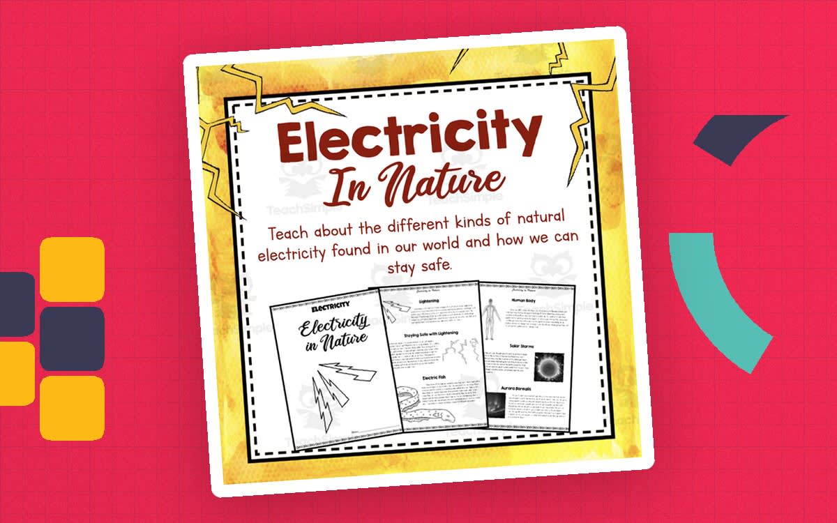 An educational teaching resource from Simply Schoolgirl entitled Electricity Unit Study | Electricity in Nature downloadable at Teach Simple.