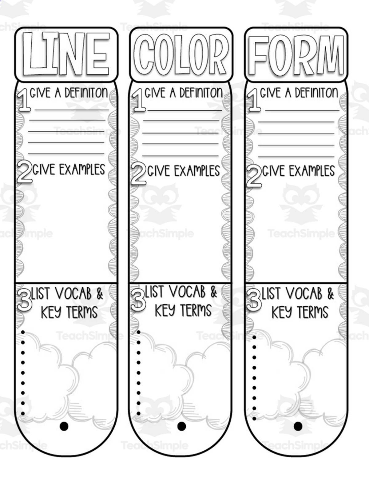 An educational teaching resource from Designs By Um entitled Elements of Art Interactive Fan Book downloadable at Teach Simple.