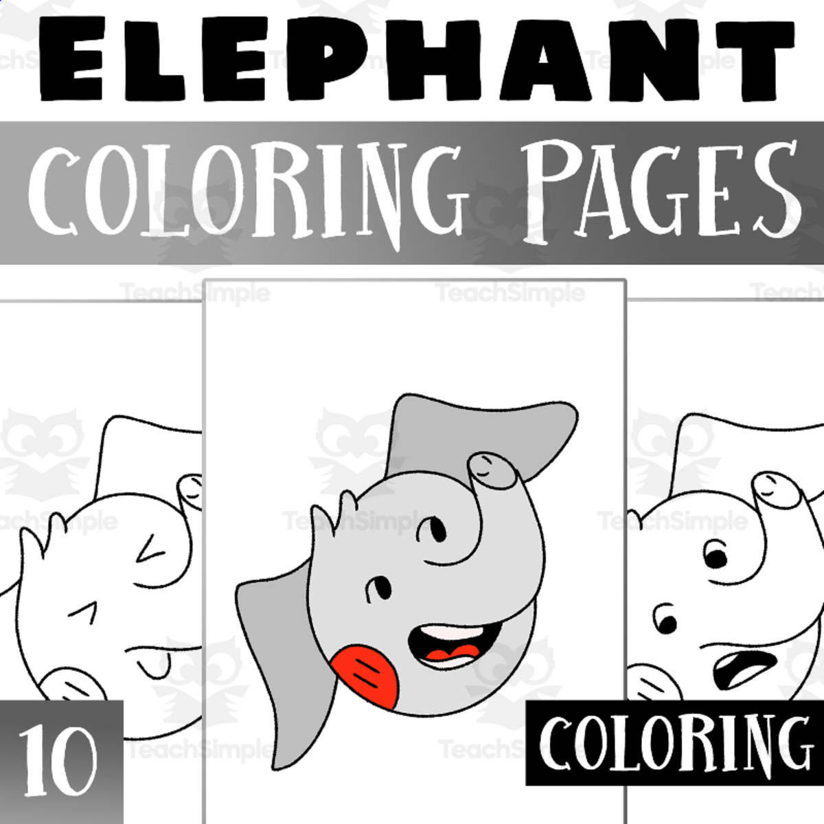An educational teaching resource from Lapiiin Art Activities entitled Elephant Coloring Pages Worksheet Activity For Morning Work downloadable at Teach Simple.