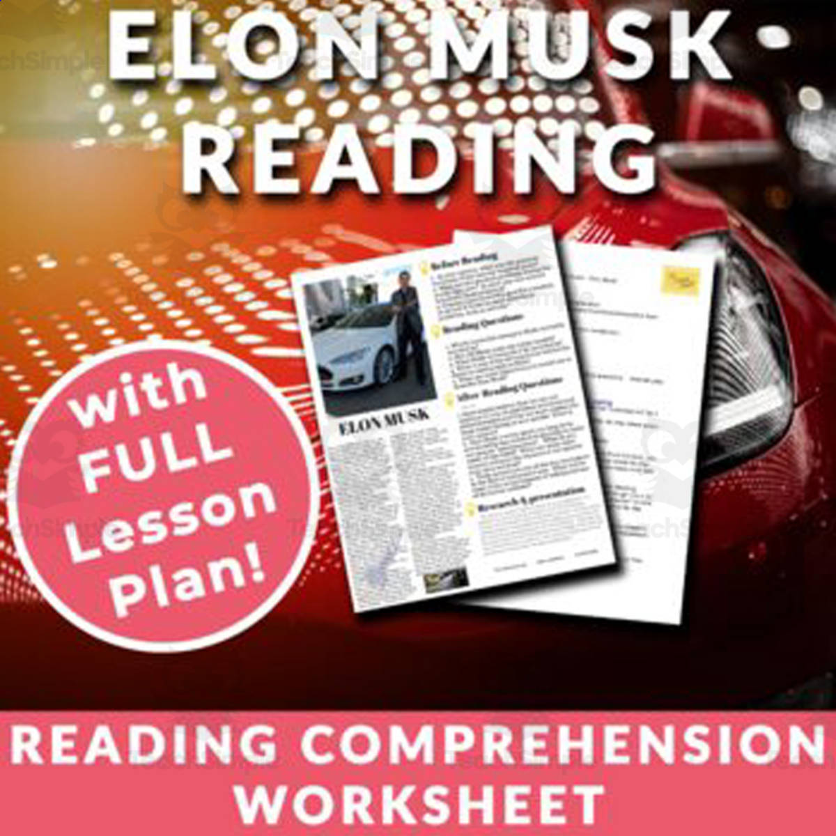 An educational teaching resource from The Laughing Linguist entitled Elon Musk - Reading Worksheet, Activities & Full Lesson Plan downloadable at Teach Simple.