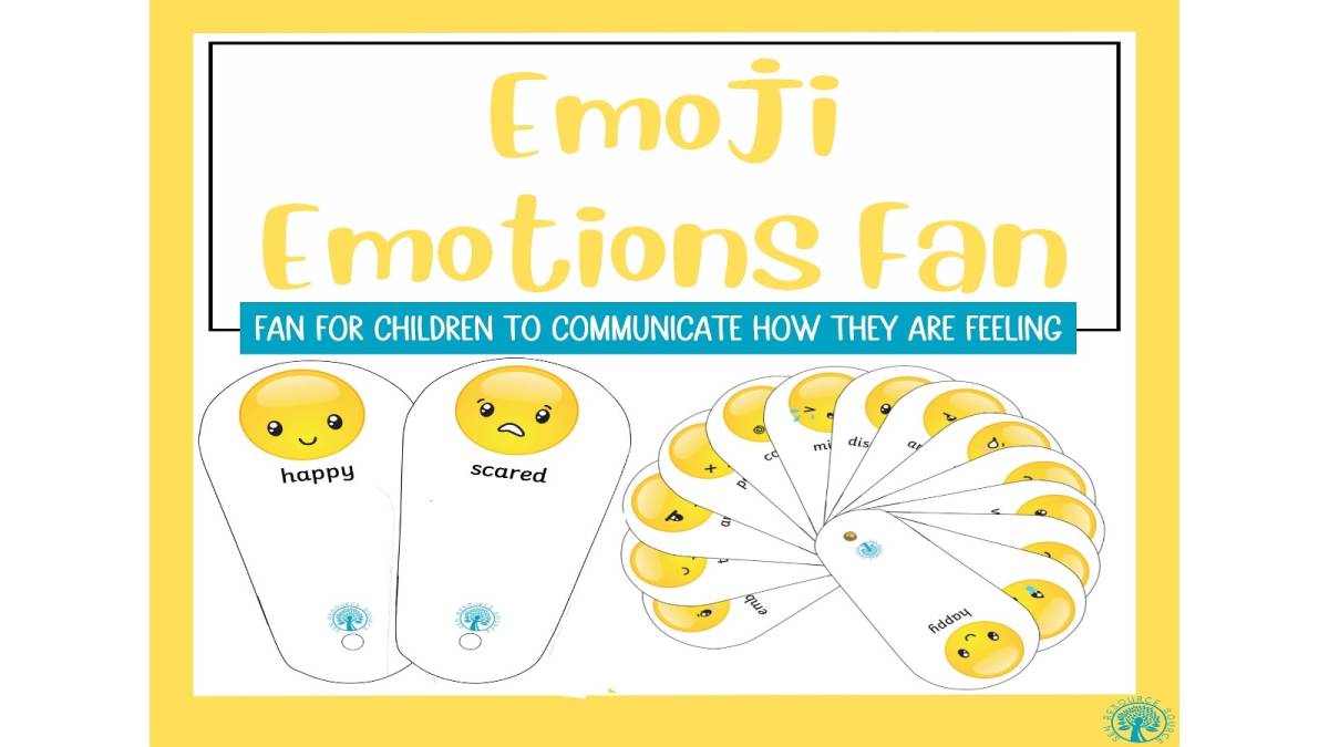 An educational teaching resource from SEN Resource Source entitled Emoji Emotions Fan downloadable at Teach Simple.