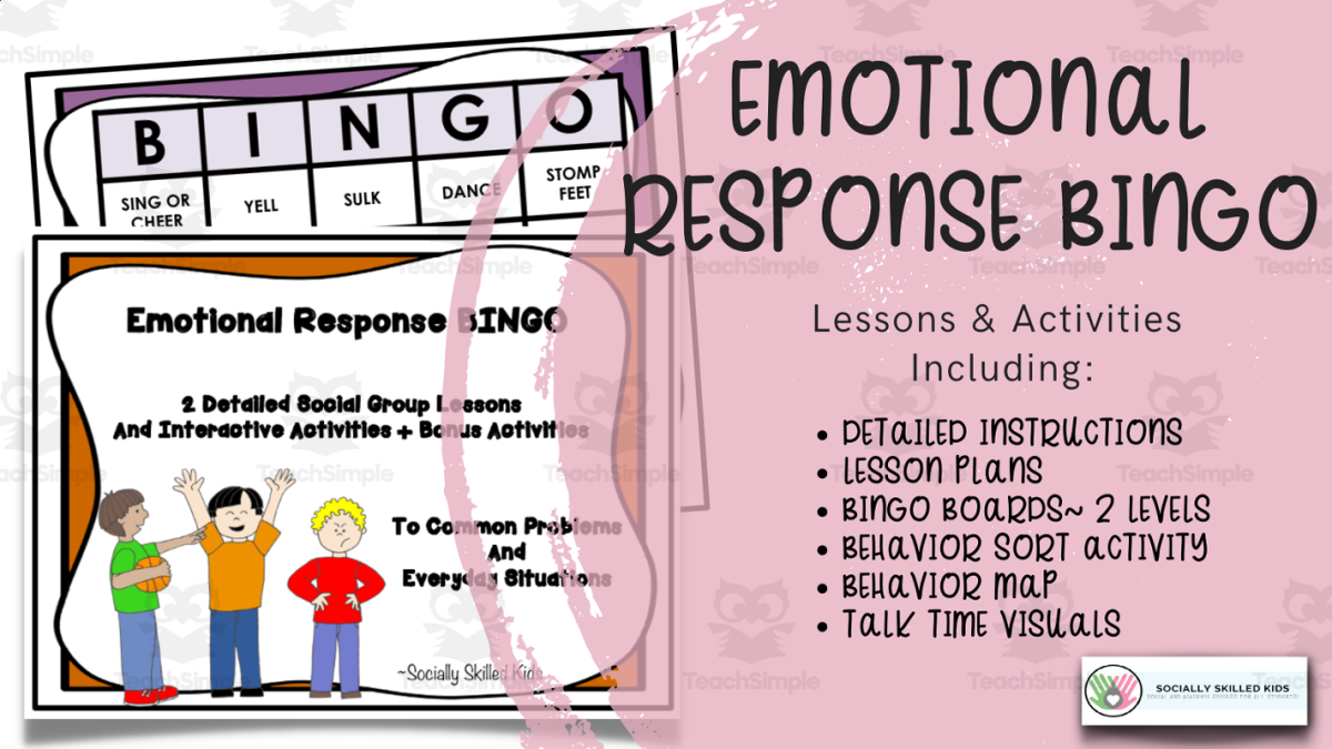 An educational teaching resource from Socially Skilled Kids entitled Emotional Response BINGO, Differentiated SEL Activities For K-5th downloadable at Teach Simple.