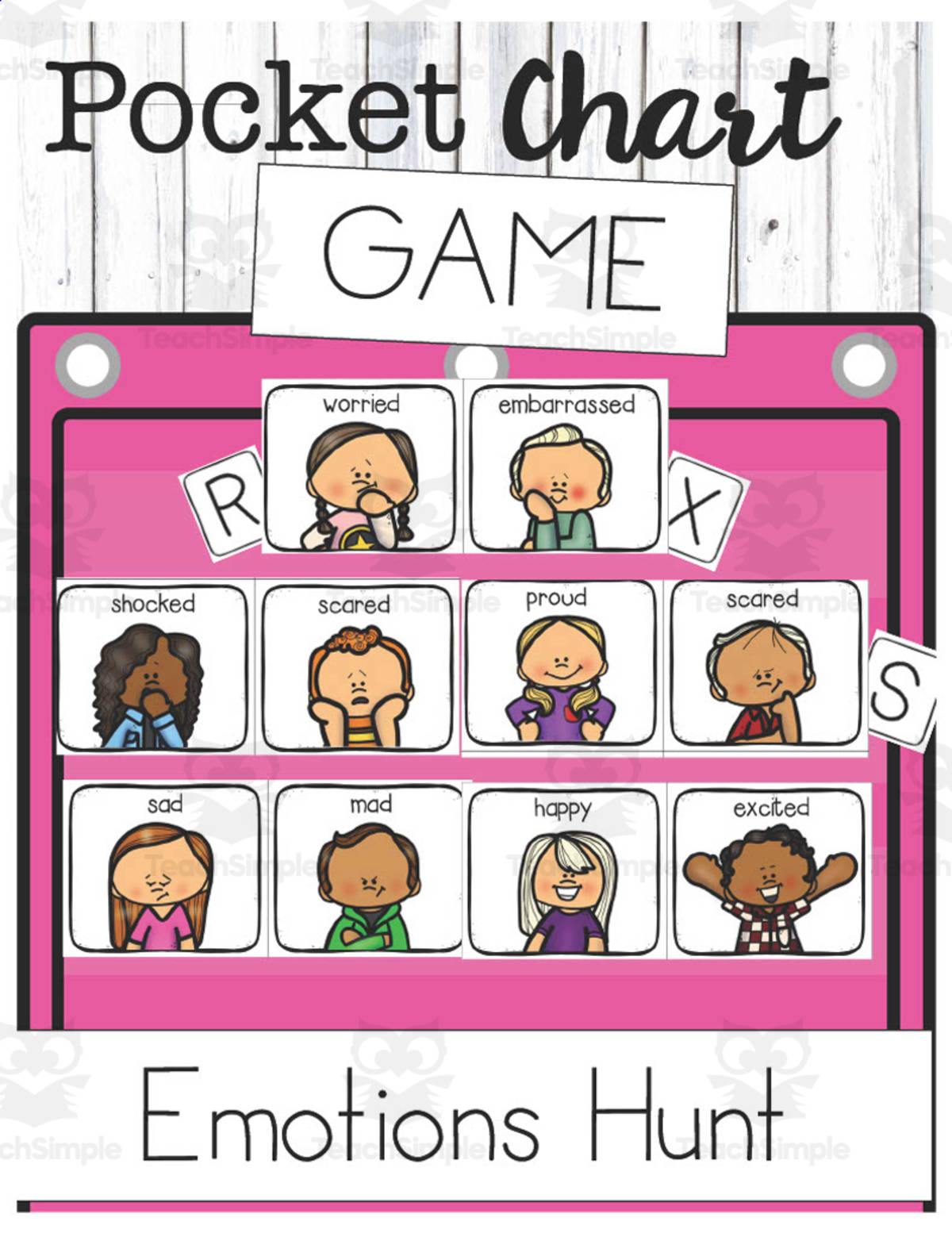 An educational teaching resource from The Proactive Classroom entitled Emotions Alphabet or Number Hunt Game downloadable at Teach Simple.