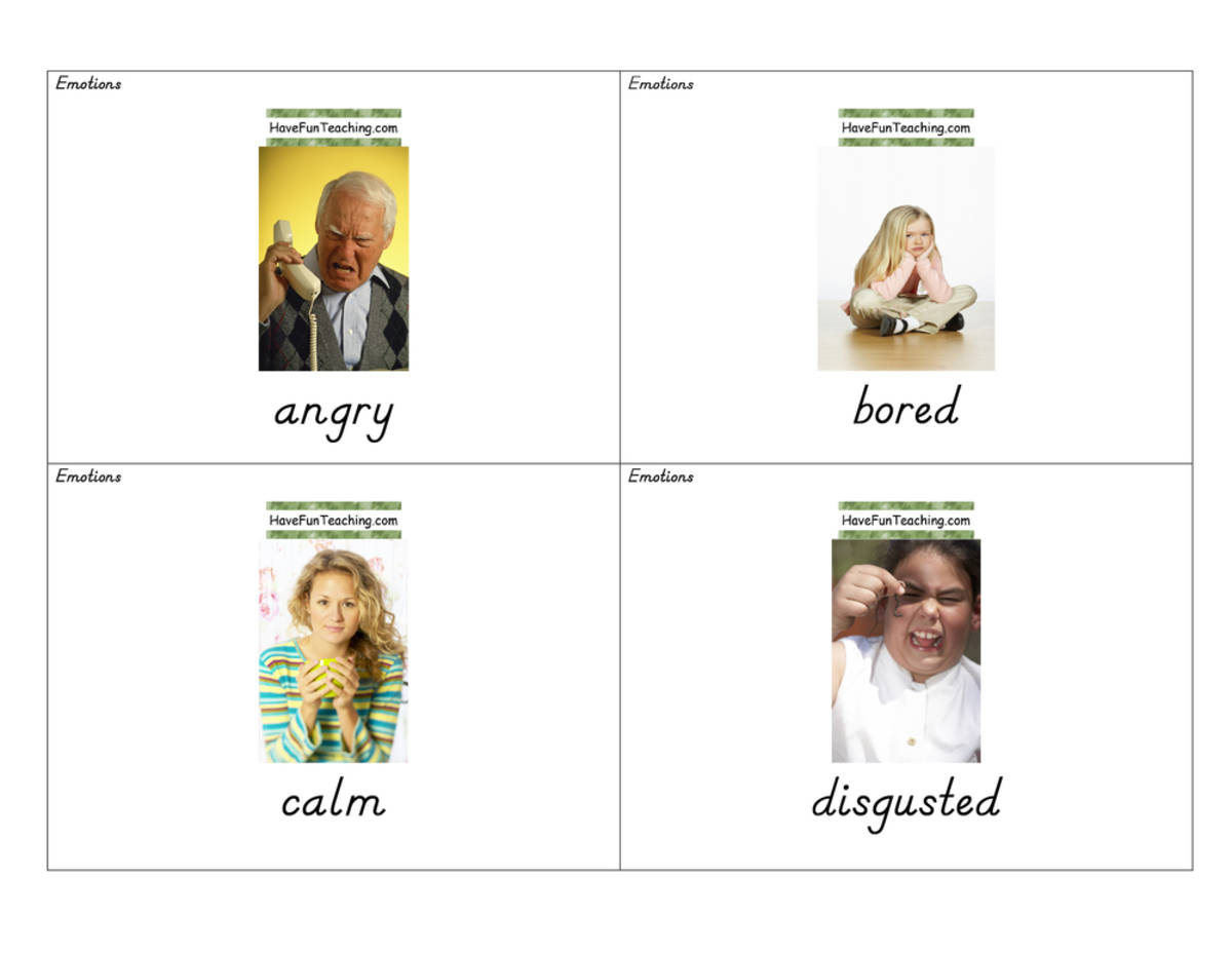 An educational teaching resource from Have Fun Teaching entitled Emotions Flash Cards downloadable at Teach Simple.