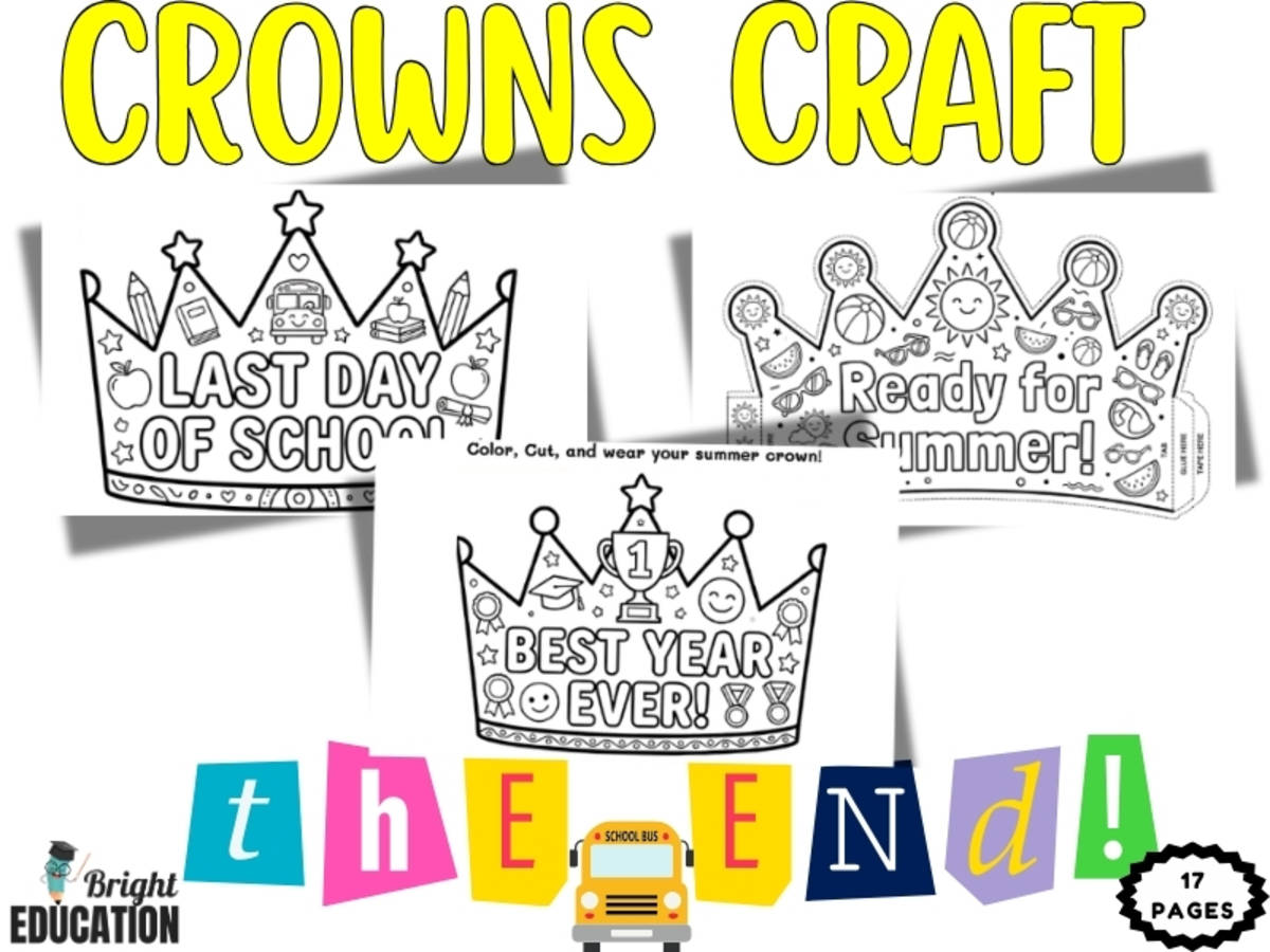 An educational teaching resource from Bright Education entitled End of the Year Hat Crown Craft – Summer Break Coloring Crown downloadable at Teach Simple.