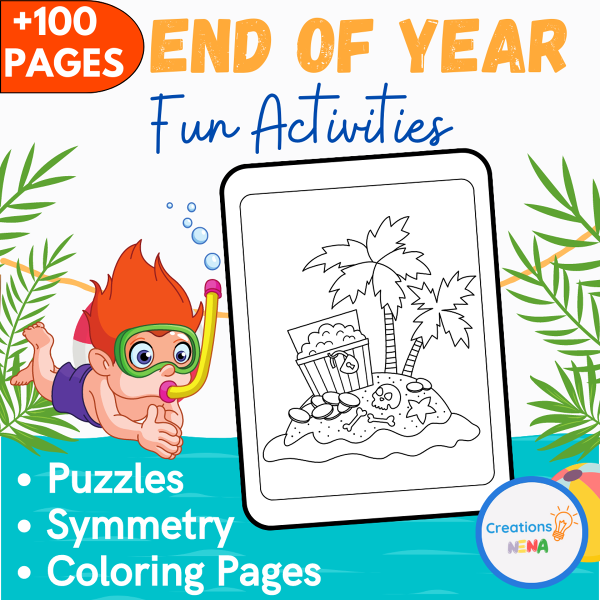 An educational teaching resource from Nena Creations entitled End of Year Activities, mazes, coloring pages. downloadable at Teach Simple.