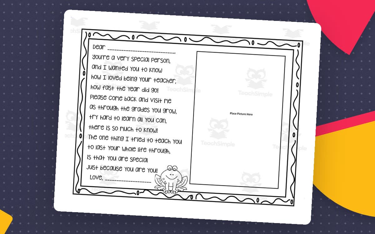 An educational teaching resource from O'Hoppy Day entitled End of Year Poem downloadable at Teach Simple.