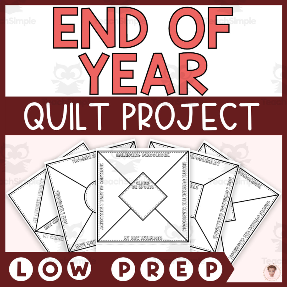 An educational teaching resource from Heather Huhman entitled End of Year Project-Based Learning Activity (Build an End of Year Quilt PBL) downloadable at Teach Simple.