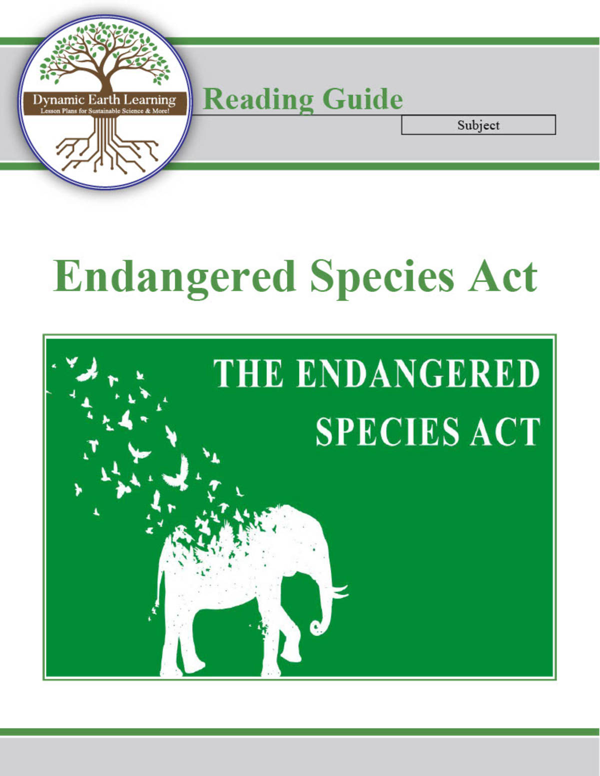 An educational teaching resource from  Dynamic Earth Learning entitled ENDANGERED SPECIES ACT - Environmental Conservation - Homework & Google App downloadable at Teach Simple.