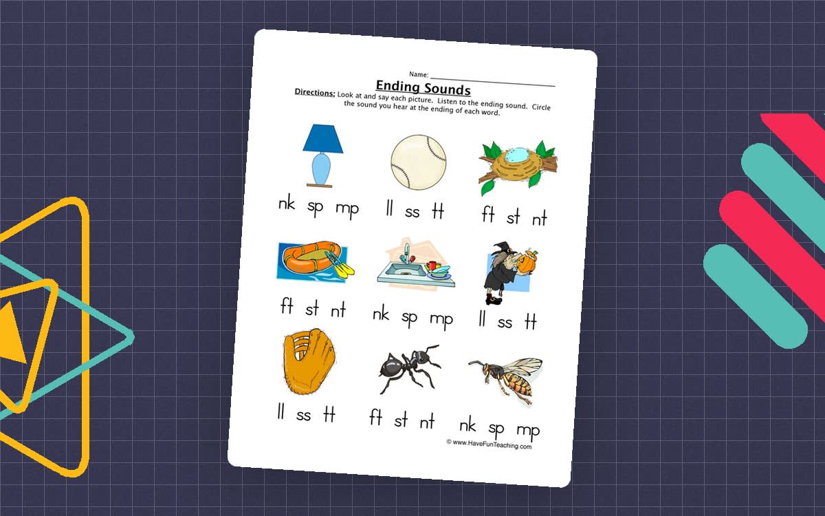An educational teaching resource from Have Fun Teaching entitled Ending Sounds Worksheet downloadable at Teach Simple.