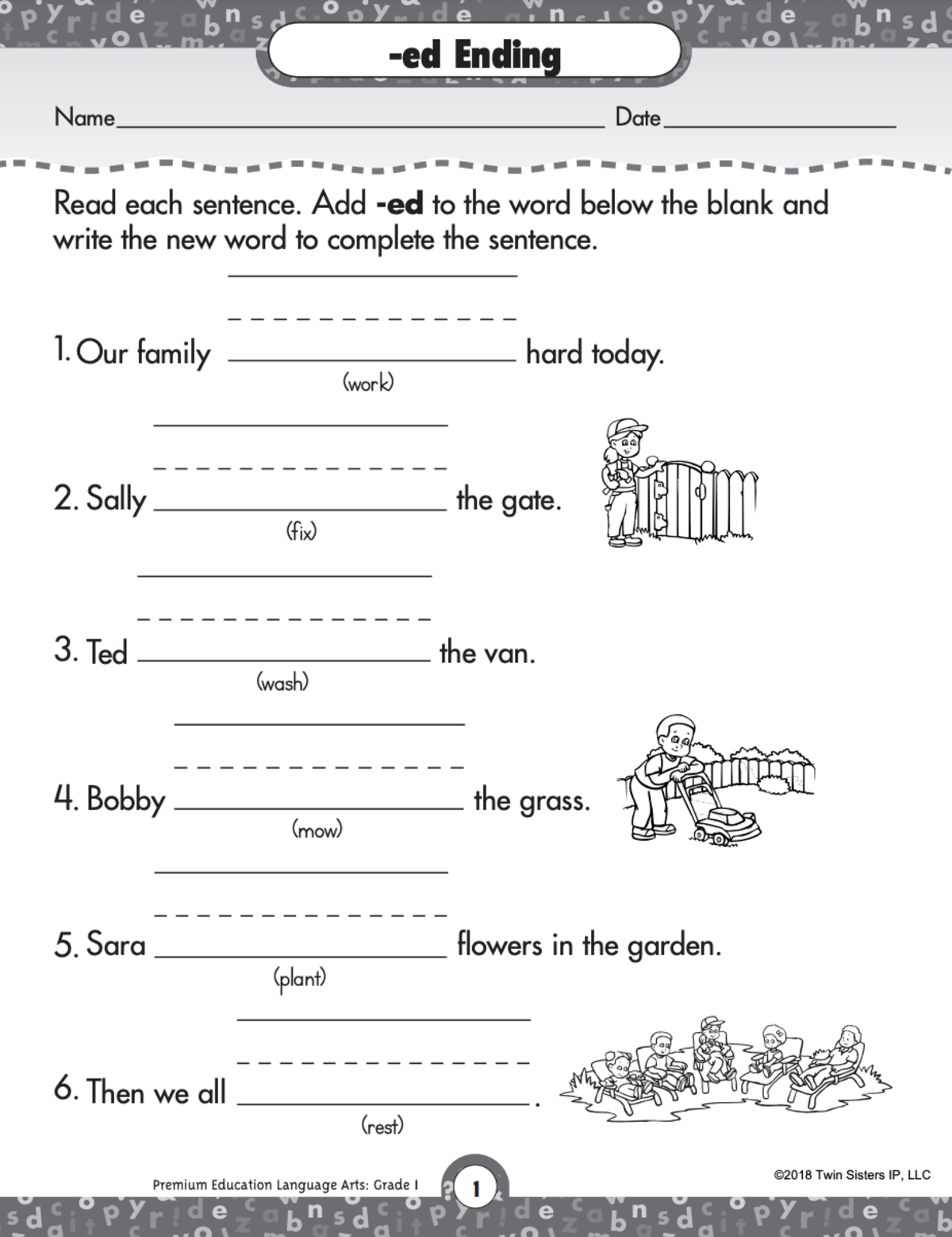 An educational teaching resource from Twin Sisters Digital Media entitled Endings, Spelling, Contractions, Synonyms, and Compounds Printable Workbook downloadable at Teach Simple.