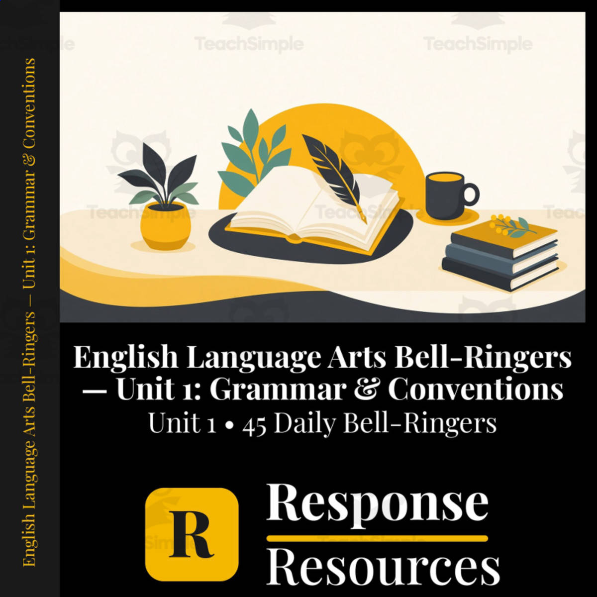 An educational teaching resource from Response Resources entitled English Language Arts Bell Ringers Unit 1 - 45 Warm-Ups (Grades 6-8) downloadable at Teach Simple.