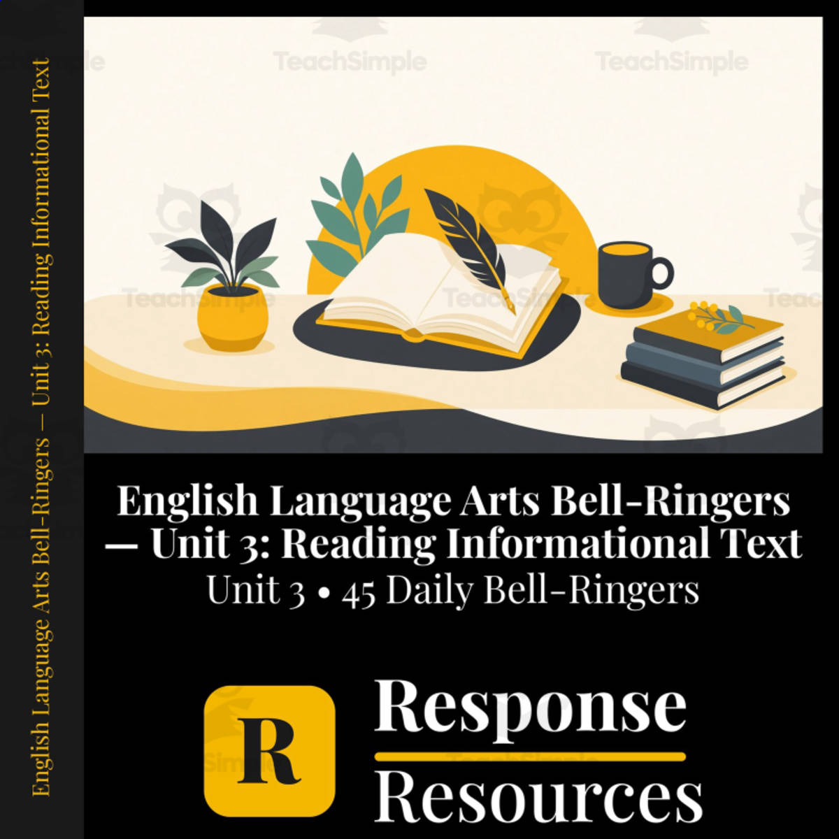 An educational teaching resource from Response Resources entitled English Language Arts Bell Ringers Unit 3 - 45 Warm-Ups (Grades 6-8) downloadable at Teach Simple.